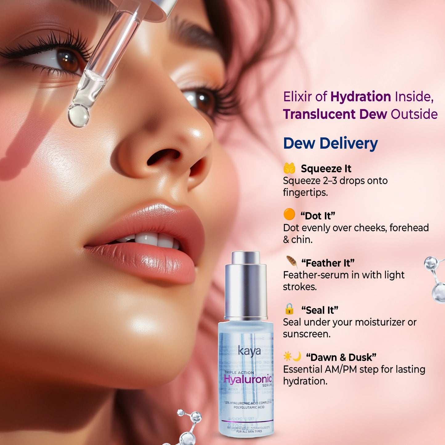 Triple Action Hyaluronic Acid Serum | Face Serum for Dry Skin  30ml