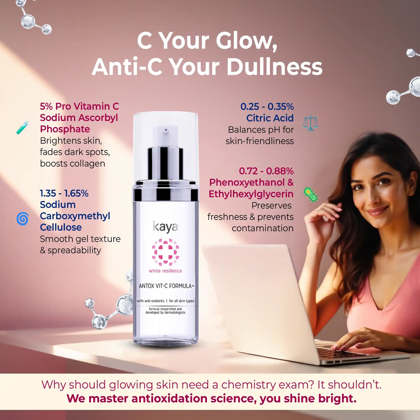 Kaya Antox Vit-C Serum | Antioxidant Defense, Brightening, Skin Renewal | 30ml