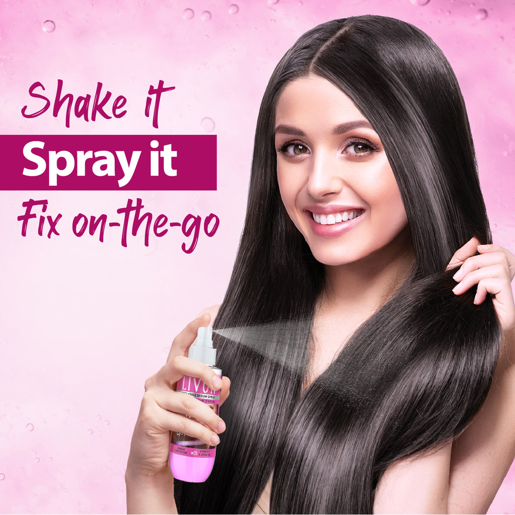 Livon Shake & Spray Serum for Women for Frizz-free, Smooth & Glossy Hair on-the-go, with Argan Oil & Vitamin E, 100ml