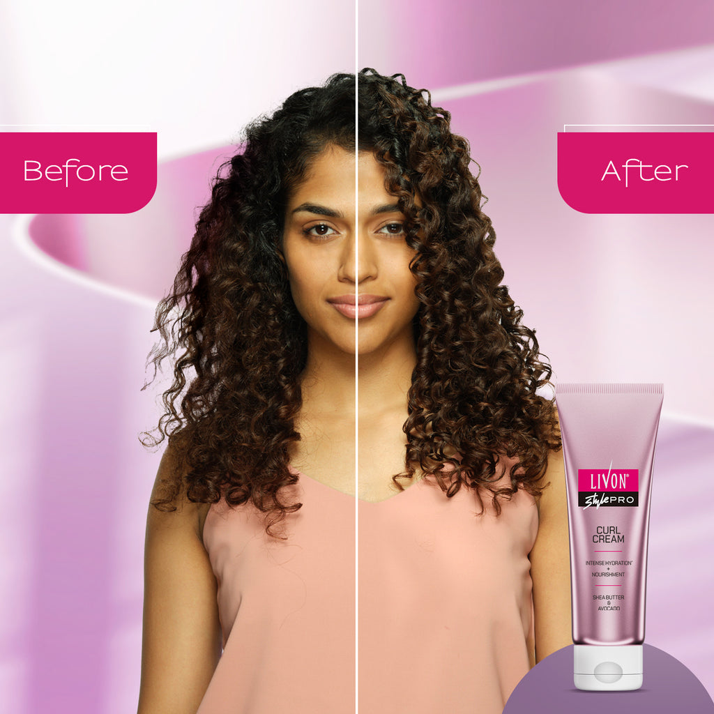 Livon Style Pro Curl Cream | Intense Hydration & Nourishment |Shea Butter & Avocado | Curly, Coily & Wavy Hair | 100ml