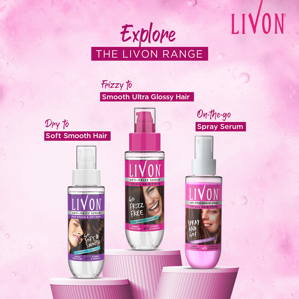 Livon Shake & Spray Serum for Women for Frizz-free, Smooth & Glossy Hair on-the-go, with Argan Oil & Vitamin E, 100ml