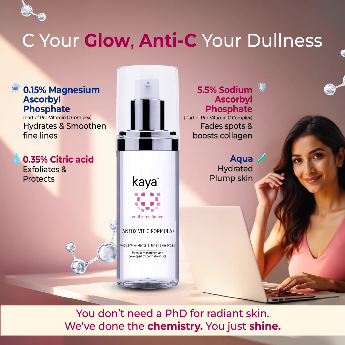 Kaya Antox Vit-C Serum | Antioxidant Defense, Brightening, Skin Renewal | 30ml