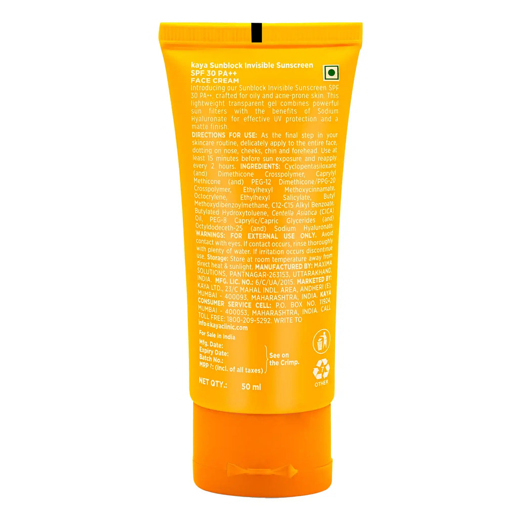 Invisible Sunscreen Gel SPF 30 PA+++ | Sun Protection for Oily Skin 50ml