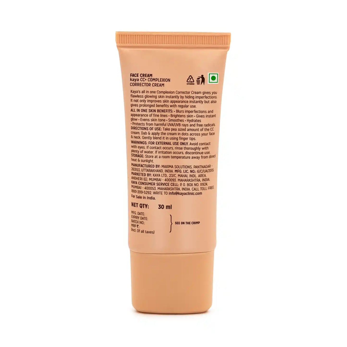 CC Cream SPF 25| Day Moisturizer & Sun Protection for Uneven Skin Tone 30ml