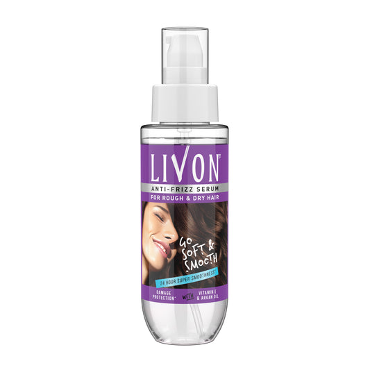 Livon Serum for Women for Dry & Rough Hair for 24 Hour Frizz-free Smoothness, with Argan Oil & Vitamin E, 50 ml