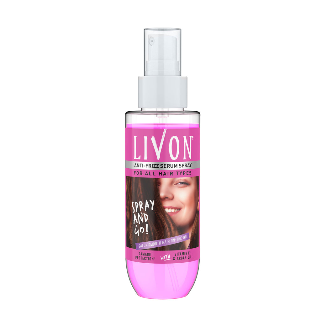 Livon Shake & Spray Serum for Women for Frizz-free, Smooth & Glossy Hair on-the-go, with Argan Oil & Vitamin E, 100ml