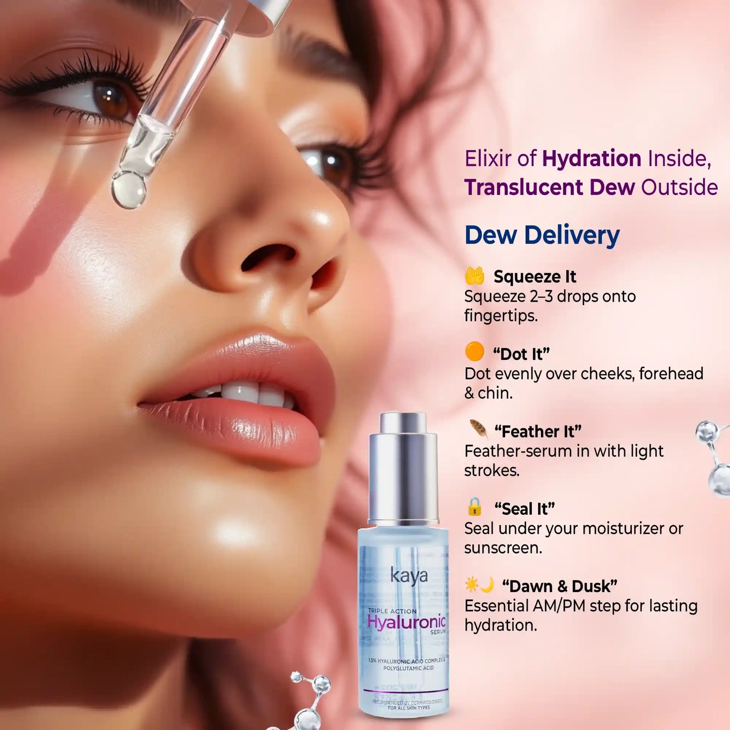 Triple Action Hyaluronic Acid Serum | Face Serum for Dry Skin  30ml